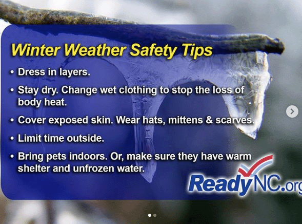 Winter Weather Safety Tips (ReadyNC) Infographic