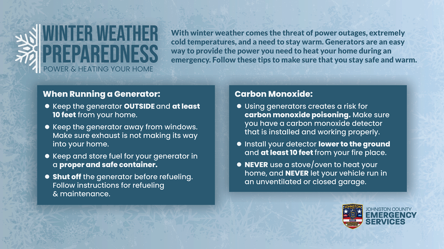 Winter Weather Preparedness Power & Heating Your Home Infographic