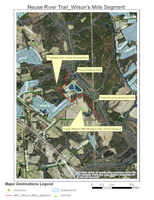 Overview of Neuse River Trail in Wilson's Mills